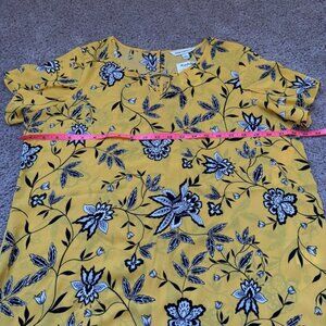 NWT Counterparts Blouse Yellow & Black Floral Large 912P256HA